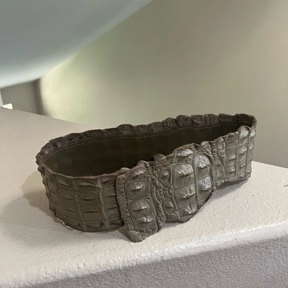 Unbranded Women’s Real crocodile leather wide waist‎ green belt